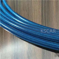 light Blue PVC Cover Stainless Steel Braided PTFE Brake Hose Line