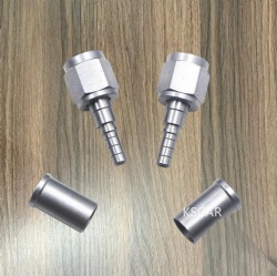 DOT SAE J1401 Standard AN3 1/8 Hydraulic Stainless Steel Braided Brake Hose Line PTFE Brake Hose 3/8-24 UNF Straight Female Swivel Nut Terminal Joint Connector Crimp Fittings